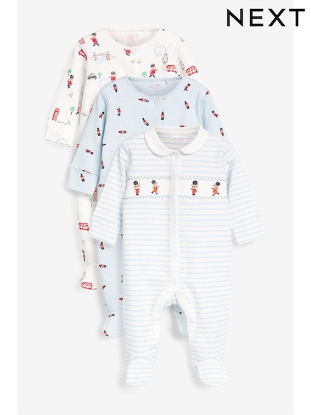 White Soldiers 3 Pack Embroidered Baby Sleepsuits (0-2yrs) (149334) | €5 - €6