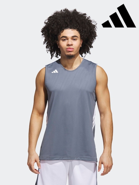 Grey - Regular Adidas 3g Speed Reversible Basketball Aeroready Tank Top