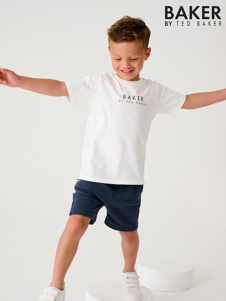 Mornarsko modra/bela - Baker by Ted Baker Navy/White 100% Cotton T-Shirt and Shorts Set (150174) | € 25 - € 31