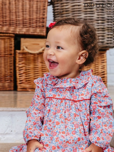 Trotters London Red Little Liberty Print Theresa Floral Cotton Willow Dress (150206) | €46