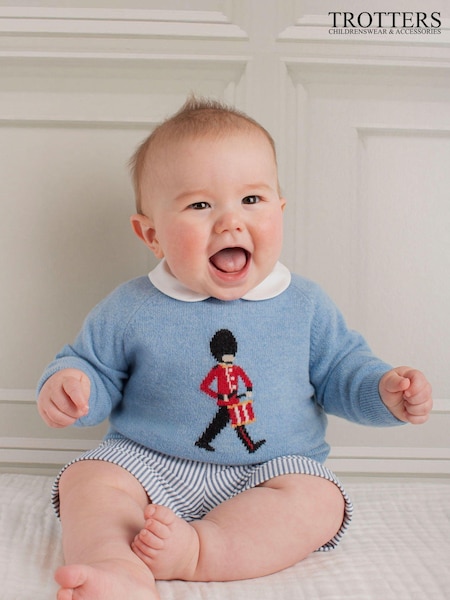 Trotters London Blue Little Marl Drumming Guardsman Jumper (150454) | 402 LEI