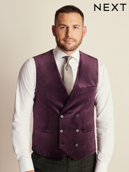 Burgundy Regular Fit Velvet Waistcoat (150488) | €10