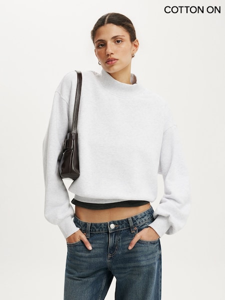 Grey - Cotton On Mock Neck Sweatshirt
