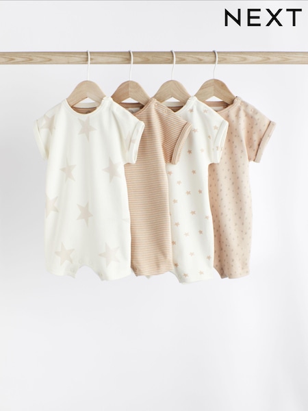 Neutral Star Baby 100% Cotton Romper 4 Pack (0mths-3yrs) (150870) | AED67 - AED81