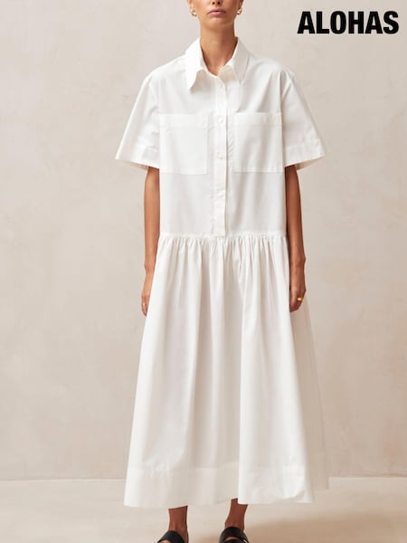 Alohas White 100% Cotton Bay Midi Dress (150911) | €89