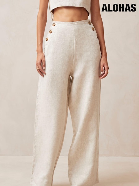 Alohas White Lili 100% Linen Trousers (150956) | €66