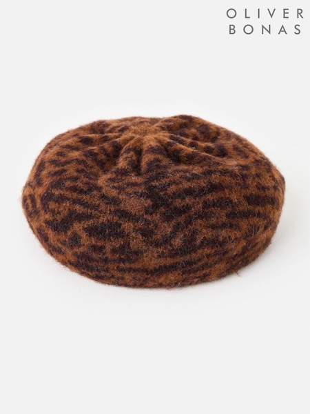 Көк - Oliver Bonas қоңыр түсті Animal Баспа бас киім