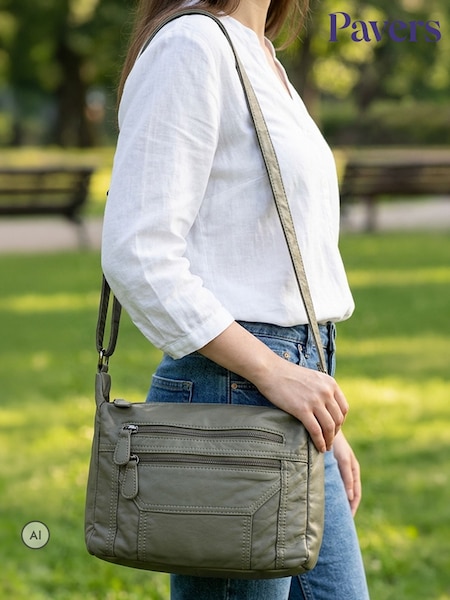 Olive Green - Pavers Zip-close Shoulder Bag