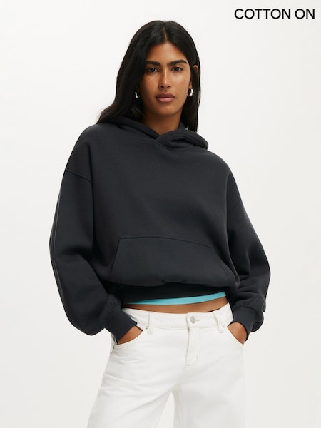 Black - Cotton On Boxy Fleece Hoodie