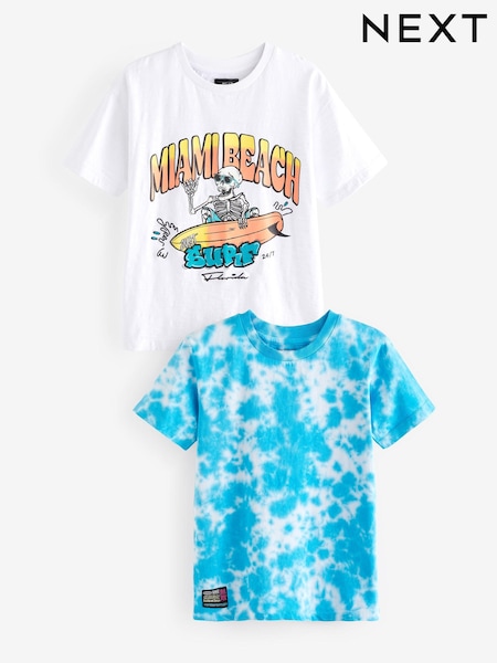 Blau mit Batikmuster - Graphic Short Sleeve 100% Cotton T-Shirts 2 Pack (3-16yrs) (151613) | 10 € - 14 €
