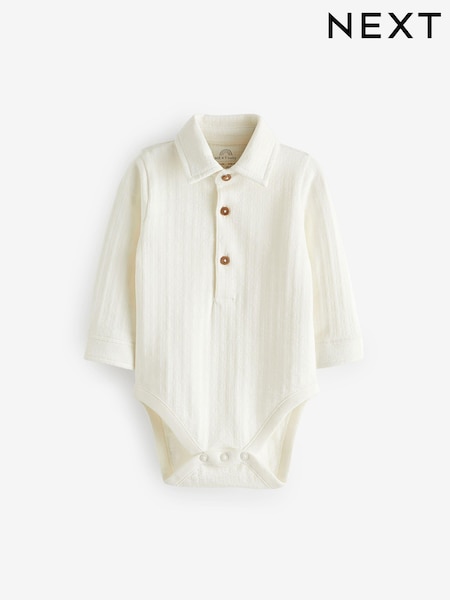 White 100% Cotton Textured Shirt Baby Bodysuit (151733) | INR 1,213 - INR 1,334