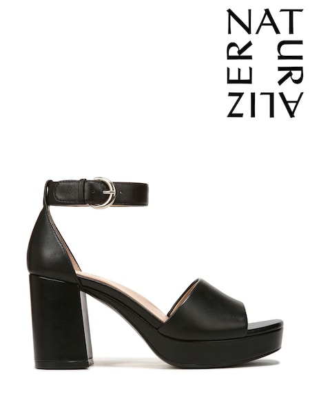 Черный - Naturalizer Pearlyn Heeled Leather Sandals (151836) | €93