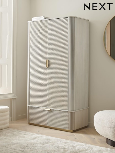 Light Grey Valencia Marble Mango Wood Double, 1 Drawer Wardrobe (151879) | €1,850