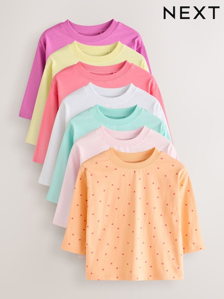 Bright Pink - Long Sleeve T-shirts 7 Pack (3mths-7yrs)
