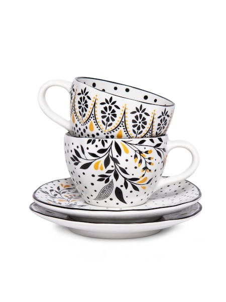 Sara Miller Artisanne Noir Set of 2 Espresso Cups and Saucers (152270) | €47