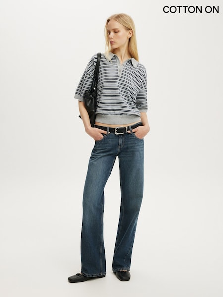 Blue - Cotton On Short Sleeve Boxy Polo Shirt Knit