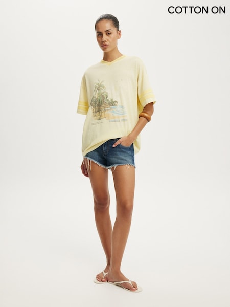 Yellow - Cotton On V-neck Vacay Graphic T-shirt