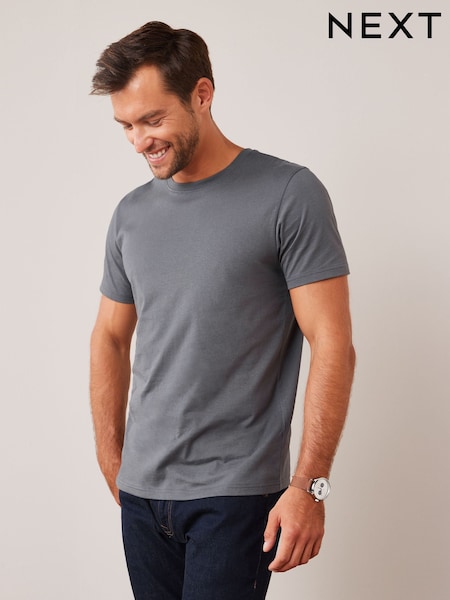 Grey Charcoal Regular Fit Essential Crew Neck Cotton T-Shirt (152431) | € 4