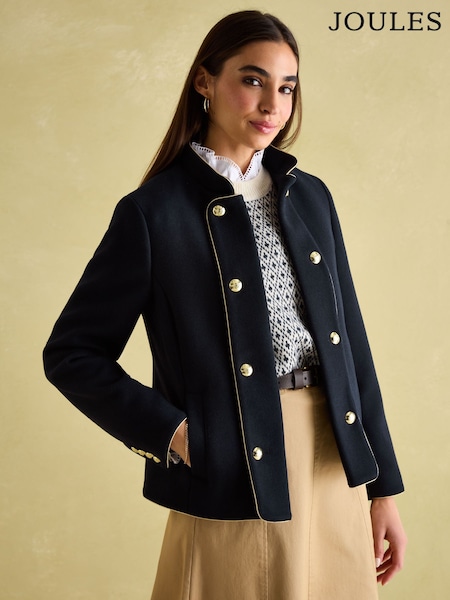 Joules Hazelmere Navy Wool Blend Band Jacket (152488) | R$ 1,375