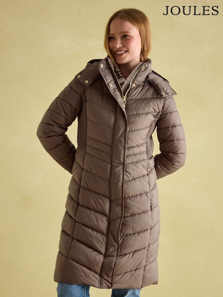 Joules Pembury Neutral Showerproof Longline Padded Coat With Hood (152576) | R$ 1,375