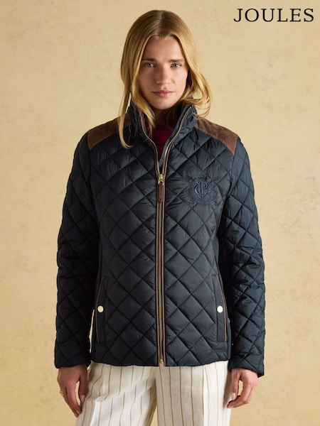 أزرق داكن أزرق - Joules Braemar Luxe Showerproof Diamond Quilted Coat (152813) | ‏822 ر.س.‏