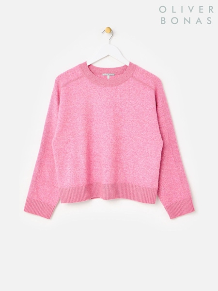 Pink - Oliver Bonas Crew Neck Sparkle Knitted Jumper
