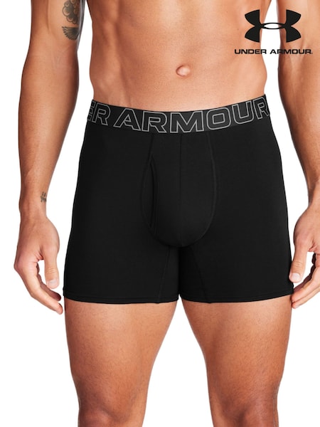 שחור - Under Armour 100% Cotton Performance Boxers 3 Pack (153122) | ‏171‏₪