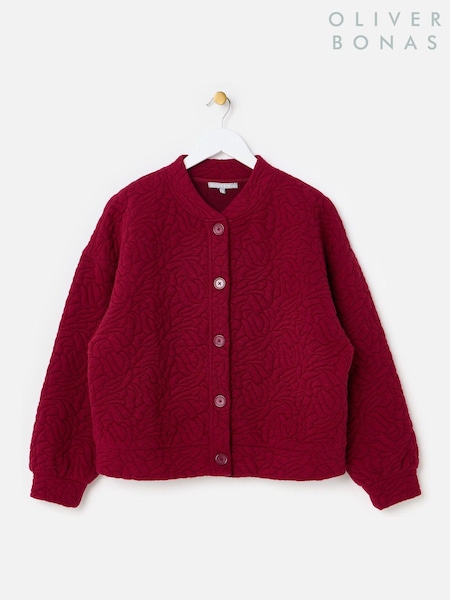 Red - Oliver Bonas Burgundy Quilted Sweatshirt Bomber Jacket