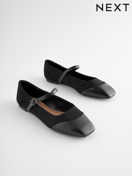 Black Extra Wide Fit Forever Comfort® Square Toe Mary Jane Shoes (153207) | OMR7