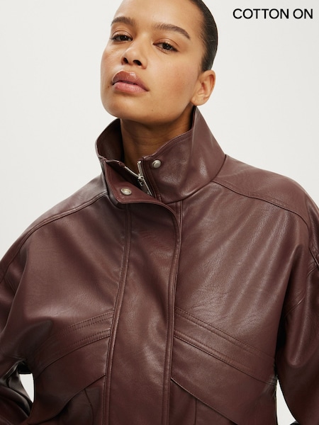 Rouge - Blouson bomber en similicuir Cotton On Theo