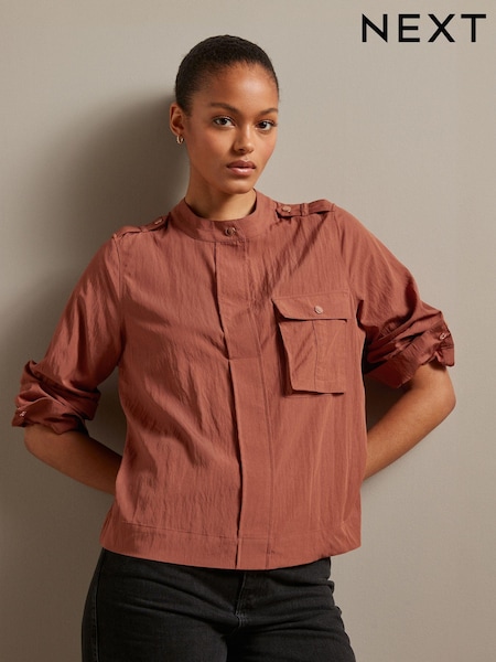 Rust Brown Long Sleeve Utility Blouse (153357) | €5