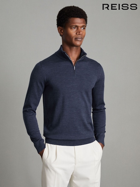 Reiss Blackhall Merino Wool Half Zip Funnel Neck Jumper (153460) | € 129