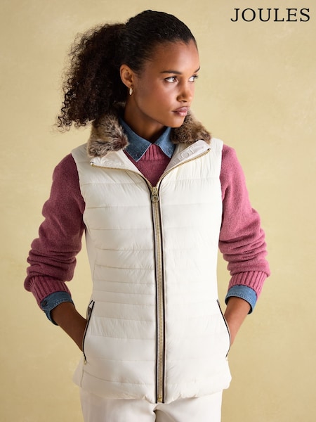 Joules Beckley Padded Showerproof Gilet With Detachable Faux Fur Collar (153488) | €203
