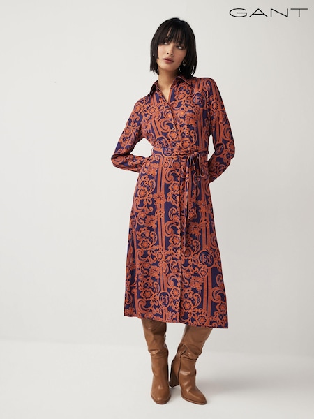 GANT Purple Slim Lace Print Midi Shirt Dress (153701) | €40
