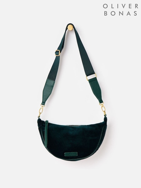 Dark Green - Oliver Bonas Betty Corduroy Belt Bag