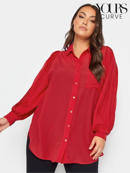 Yours Curve Red London Pleat Sleeve Shirt (153808) | €21.50