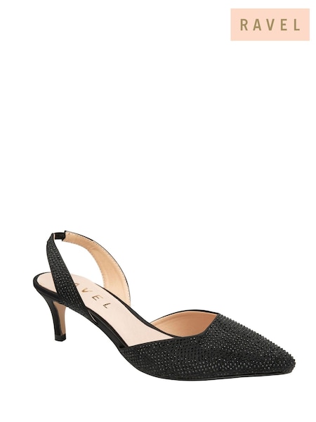 Ravel Black Diamante Sling Back Shoes (154100) | $122