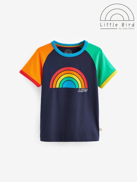 Little Bird by Jools Oliver Navy Rainbow Short Sleeve Raglan Colourful T-Shirt (154311) | AED18 - AED23