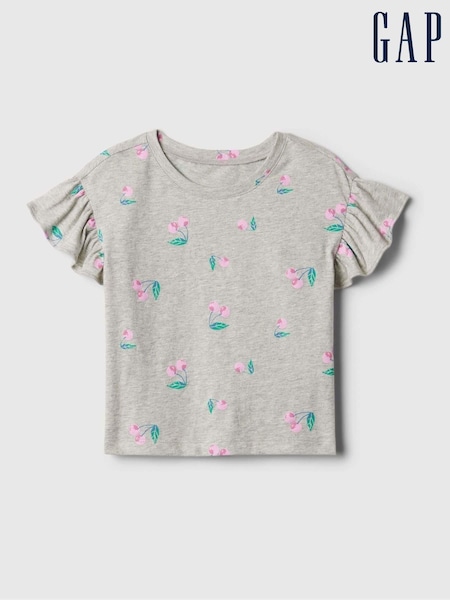 Grau - Gap Print Short Flutter Sleeve Crew Neck T-Shirt (3mths-5yrs) (154562) | 6 €