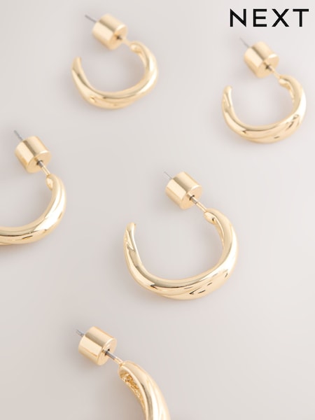 Gold Tone - Hoop Earrings 3 Pack