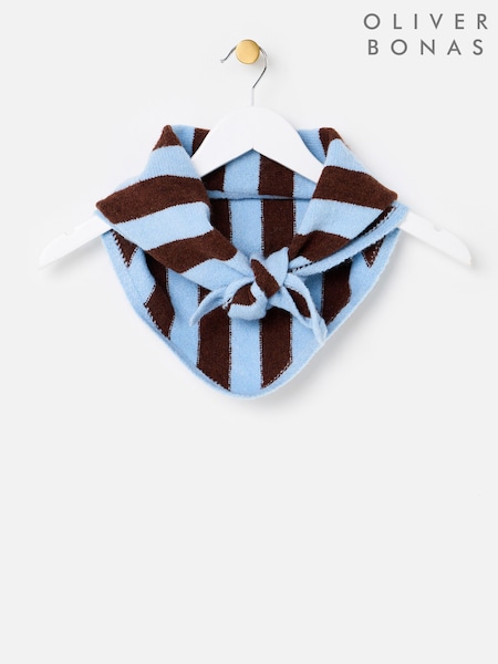 Blue - Oliver Bonas Striped Knitted Triangle Scarf