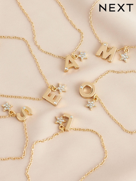 Gold Tone Star and Gem Initial Bracelet (155428) | AED21