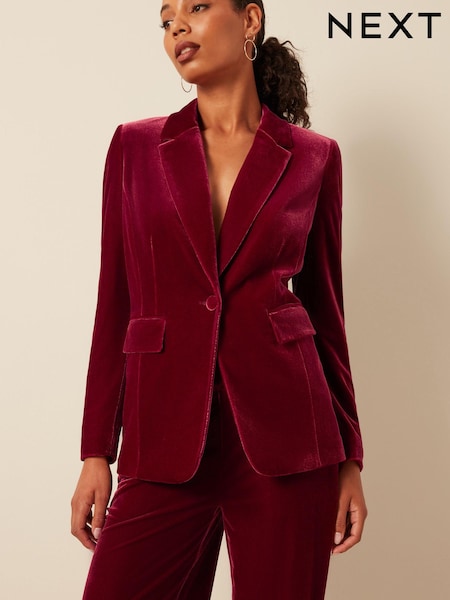 Ягодно-красный - Стандартный крой - Fuller Bust Velvet Jacket (155451) | €20
