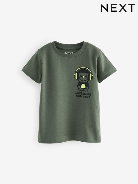 كاكي أخضر - Back Print 100% Cotton Short Sleeve T-Shirt (3mths-7yrs) (155622) | ‏21 د.إ.‏ - ‏ 28‏ د.إ.