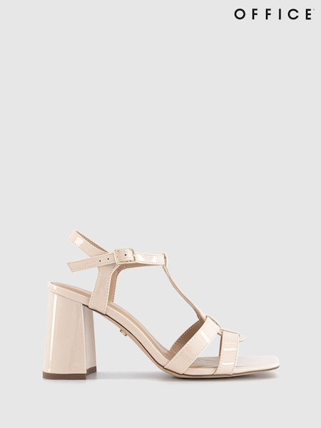 Office Natural Halo T Bar Heeled Sandals (155699) | AED145