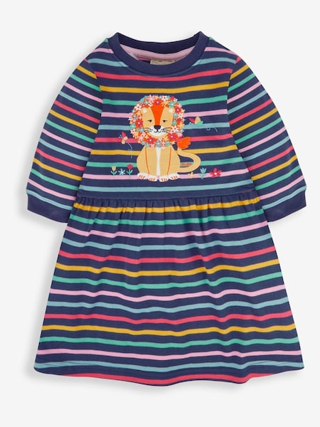 JoJo Maman Bébé Navy Lion Appliqué Stripe Dress (155890) | € 36