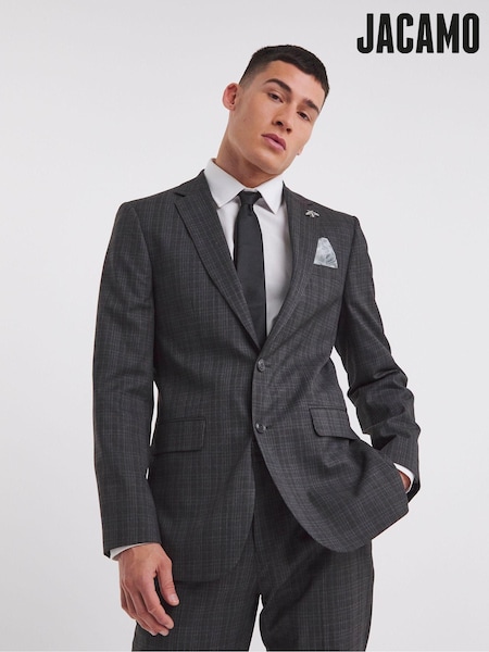 Jacamo Grey Michael Charcoal Check Suit Jacket Reg (156040) | €70