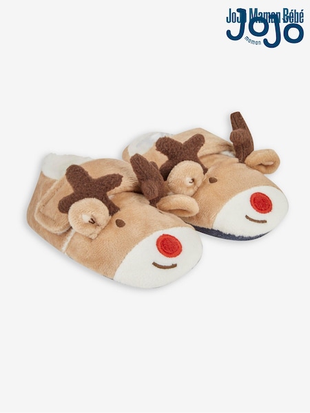 Jojo Maman Bébé Girls' Reindeer Easy On Slippers (156073) | €27