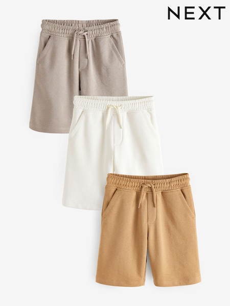 Tan Brown/Ecru Cream 3 Pack Basic Jersey Shorts (3-16yrs) (156201) | €11 - €21