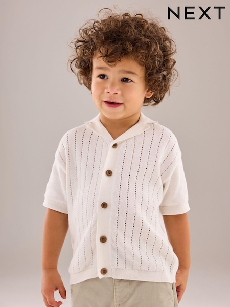 أبيض - 100% Cotton Short Sleeved Button Through Polo Shirt (3mths-7yrs) (156267) | ‏39 د.إ.‏ - ‏ 46‏ د.إ.